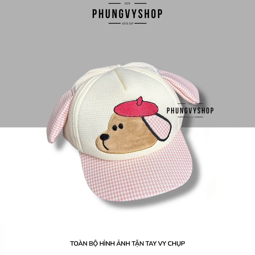 Bé 1-2 tuổi/ Mũ nón lưỡi trai trẻ em gái trai phungvyshop- / Kết nhí CHÓ ĐỘI MŨ HOẠ SĨ /