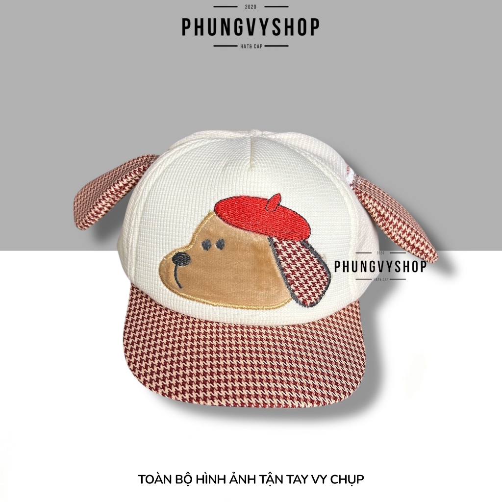 Bé 1-2 tuổi/ Mũ nón lưỡi trai trẻ em gái trai phungvyshop- / Kết nhí CHÓ ĐỘI MŨ HOẠ SĨ /