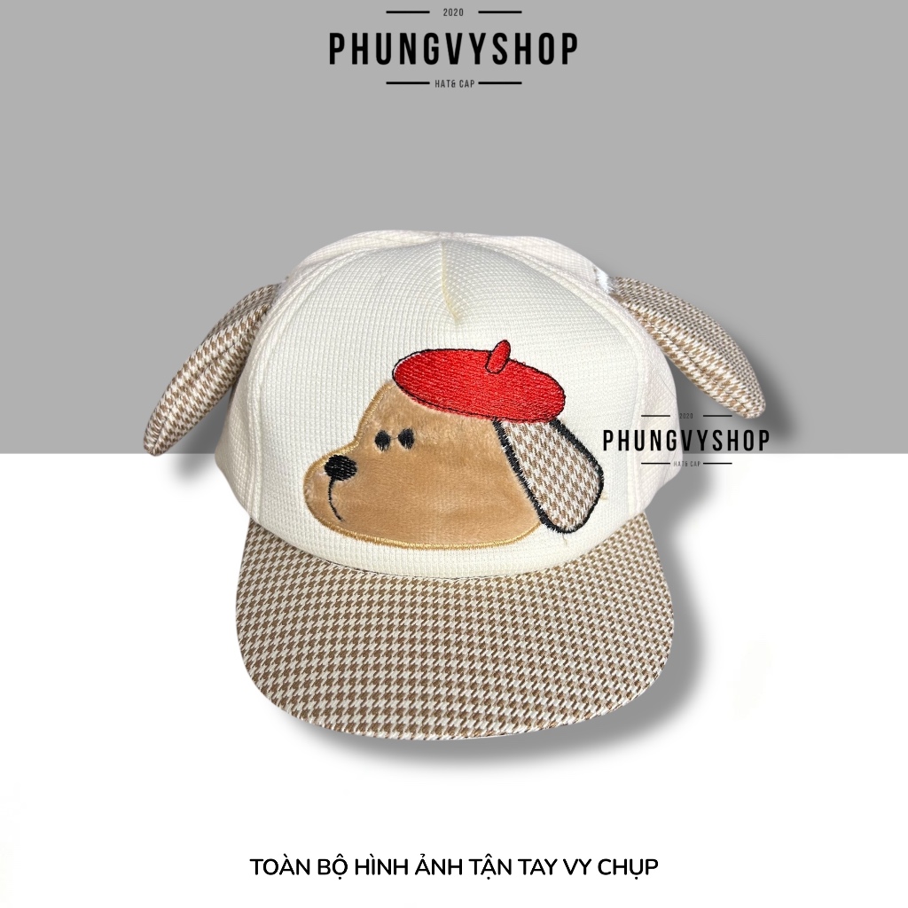 Bé 1-2 tuổi/ Mũ nón lưỡi trai trẻ em gái trai phungvyshop- / Kết nhí CHÓ ĐỘI MŨ HOẠ SĨ /