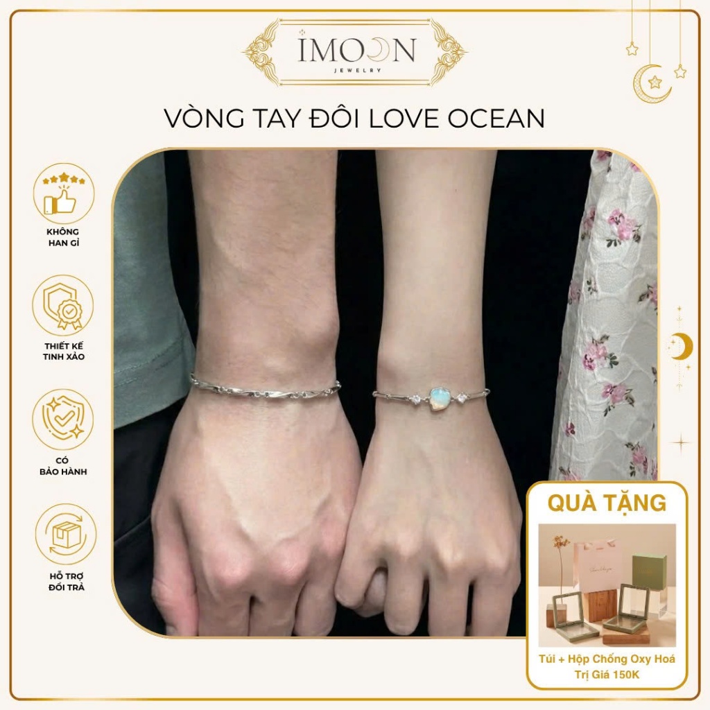 (HỢP KIM BẠC) Lắc tay đôi "Love Ocean" lãng mạn couple , vòng đôi vỏ sò đại dương tình yêu chất liệu bền lâu IMOON