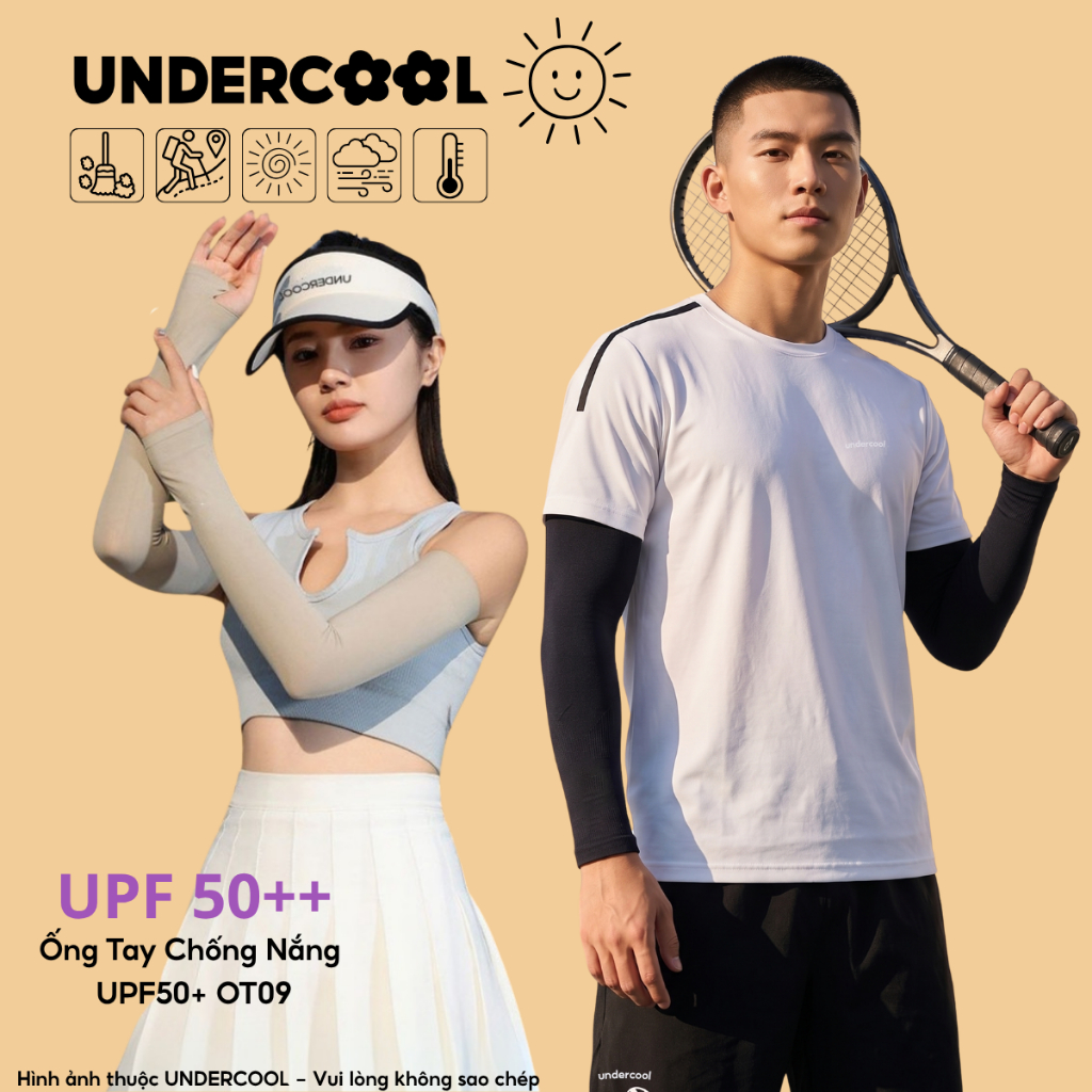 Găng tay chống nắng cao cấp UNDERCOOL Unisex - Ống tay chống nắng làm mát, siêu co giãn, ngăn UV thấm hút mồ hôi OT09