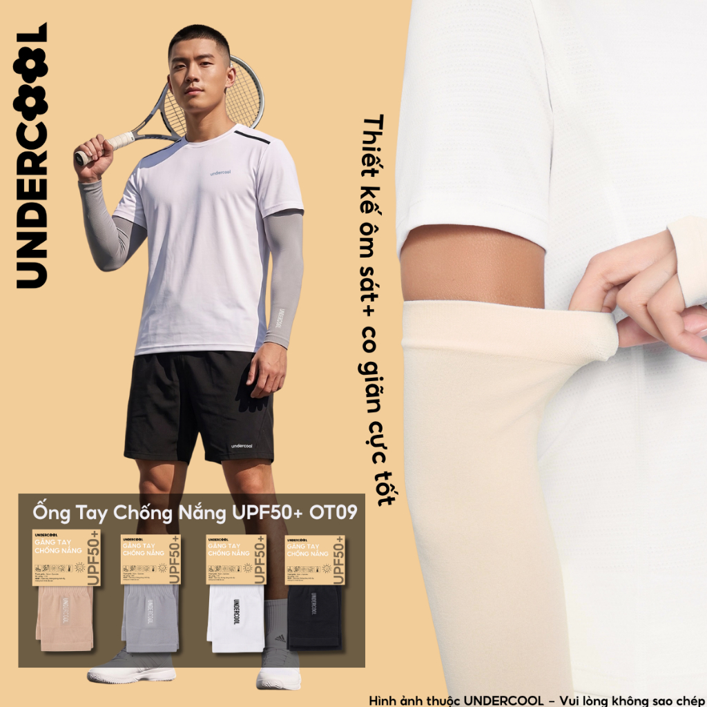 Găng tay chống nắng cao cấp UNDERCOOL Unisex - Ống tay chống nắng làm mát, siêu co giãn, ngăn UV thấm hút mồ hôi OT09
