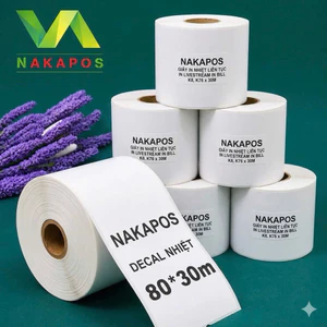 Giấy In Bill K80 có lớp dán in hoá đơn giấy in nhiệt 80mm 76x30m 77x30 DÁN ĐƯỢC liên tục K78 K79 in đơn hàng giấy nhiệt
