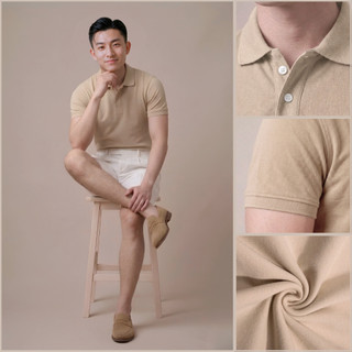 Áo polo màu be KURA MAN vải cá sấu Cotton sang trọng, lịch sự, trẻ trung, dễ phối