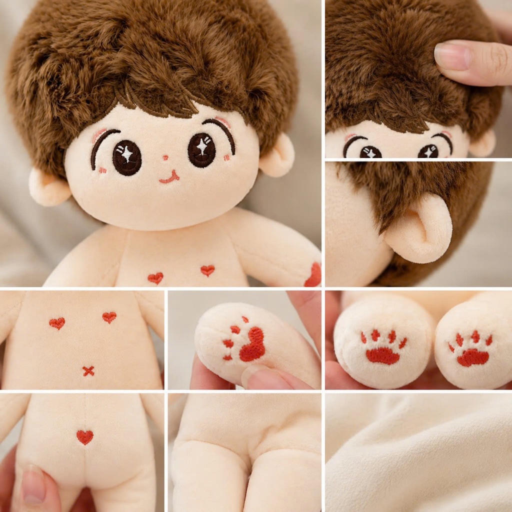 Búp bê bông nam 20cm, gấu bông búp bê nam, đồ chơi bé trai, búp bê nhồi bông GUAILA TOYs 2026 phụ kiện decor, quà tặng