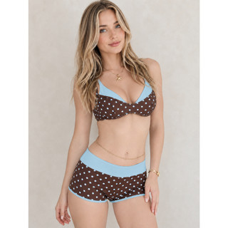 𝐄𝐦𝐱𝐢𝐧𝐡𝐩𝐥𝐮𝐬 | Hỏa tốc HN | Bikini set 2 chi tiết chấm bi phối xanh pastel dáng quần sooc