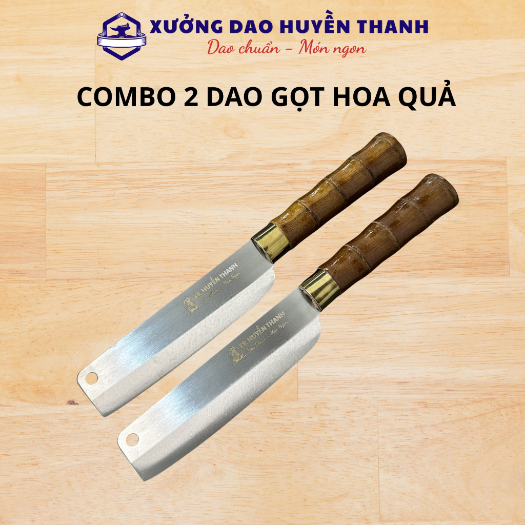 Dao Gọt Hoa Quả Thép Kháng Han Rỉ, XƯỞNG DAO HUYỀN THANH sắc bén chuyên gọt hoa quả trái cây tiện lợi cán đốt trúc.