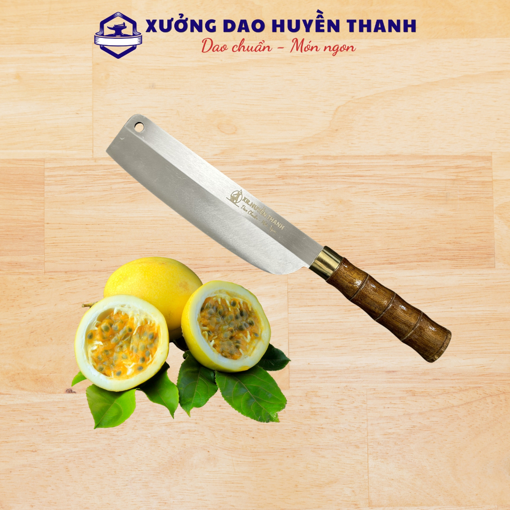 Dao Gọt Hoa Quả Thép Kháng Han Rỉ, XƯỞNG DAO HUYỀN THANH sắc bén chuyên gọt hoa quả trái cây tiện lợi cán đốt trúc.