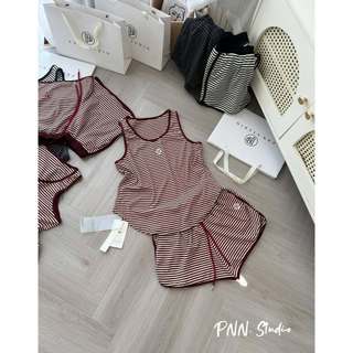Sét kẻ áo 3 lỗ kèm quần sooc viền mềm