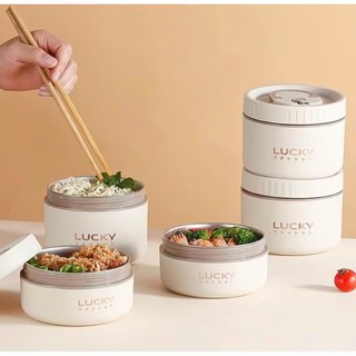 [TẶNG TÚI + ĐŨA THÌA] Hộp Đựng Cơm Giữ Nhiệt 3 Tầng Tặng Kèm Đũa Thìa, Hộp Cơm Văn Phòng Tiện Lợi
