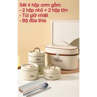[TẶNG TÚI + ĐŨA THÌA] Hộp Đựng Cơm Giữ Nhiệt 3 Tầng Tặng Kèm Đũa Thìa, Hộp Cơm Văn Phòng Tiện Lợi