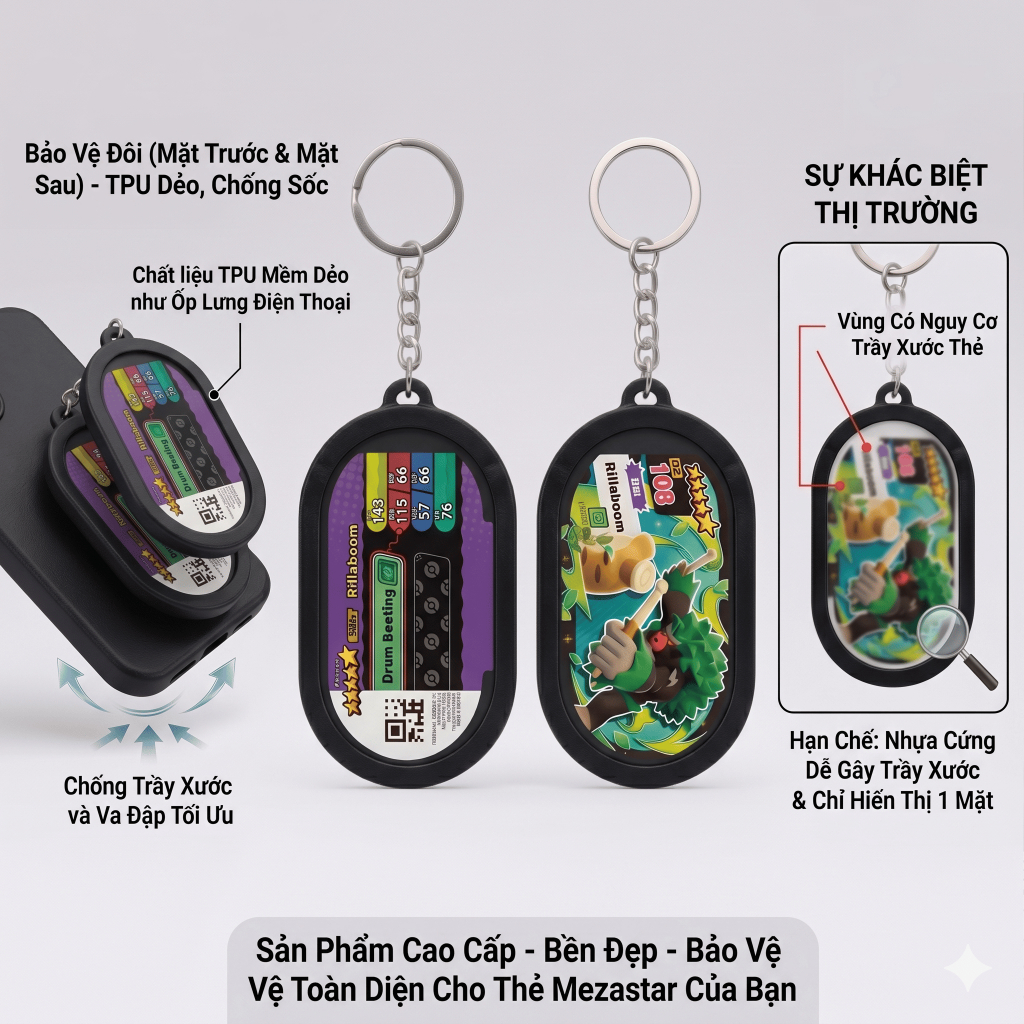 Móc Khóa Bảo Vệ Thẻ Mezastar TPU Dẻo 2 Mặt Chống Trầy Chống Sốc Hiển Thị Full Thẻ Cao Cấp
