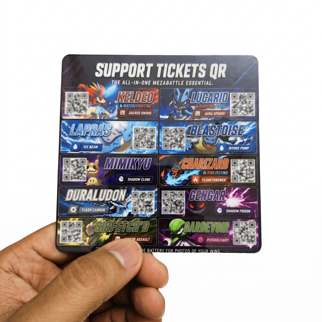 Support Mezastar Sticker QR Triệu Hồi Monster Hỗ Trợ Chiến Đấu Quét Máy Mezastar 2 Mặt