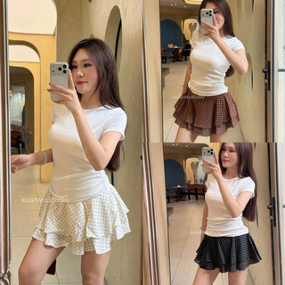 𝐏𝐡𝐢𝐞𝐧 𝐖𝐆𝐖𝐄 | (Sẵn) w9677 Chân Váy Voan Chấm Bi Nhún Có Quần Trong