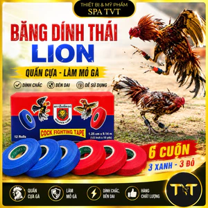 BĂNG DÍNH THÁI LION 6 CUỘN, QUẤN CỰA GÀ, LÀM MỎ GÀ ĐÁ, GÀ CHỌI (3 XANH 3 ĐỎ)