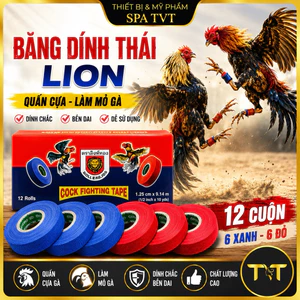 BĂNG DÍNH THÁI LION QUẤN CỰA GÀ, LÀM MỎ GÀ CHỌI HỘP 12 CUỘN (6 XANH 6 ĐỎ)