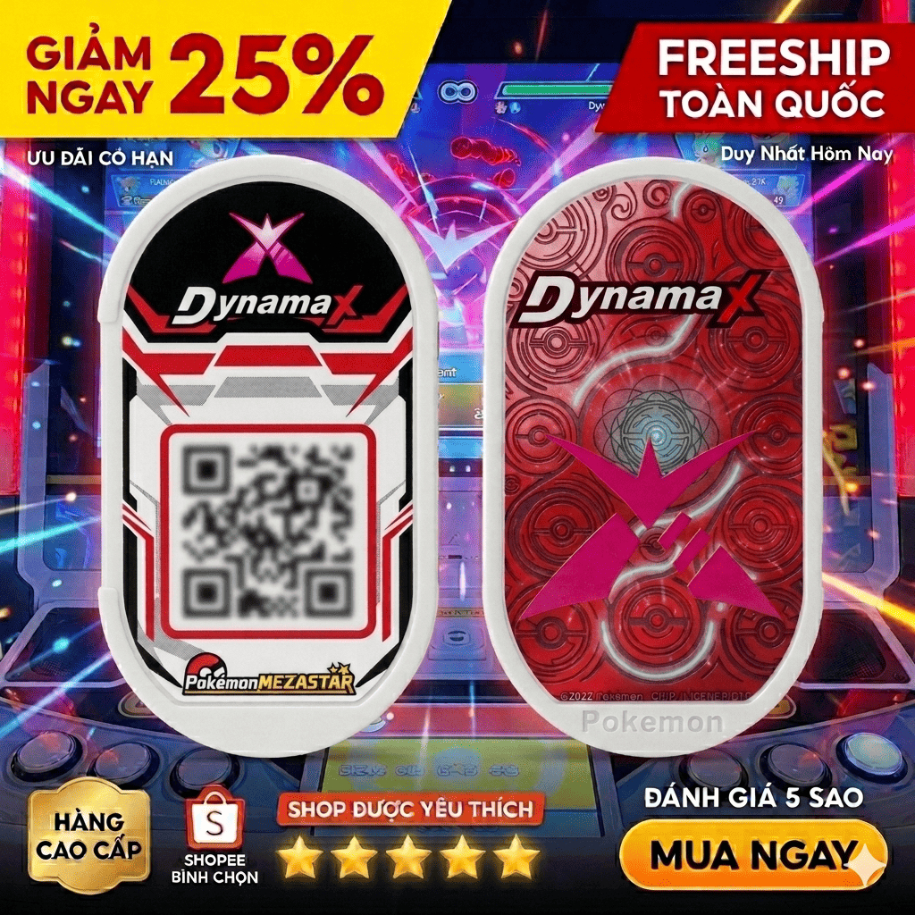 Thẻ QR 100% Dynamax Mezastar Hỗ Trợ Chiến Đấu 2 Mặt Quét Nhanh Tặng Kèm Bọc Thẻ Cao Cấp