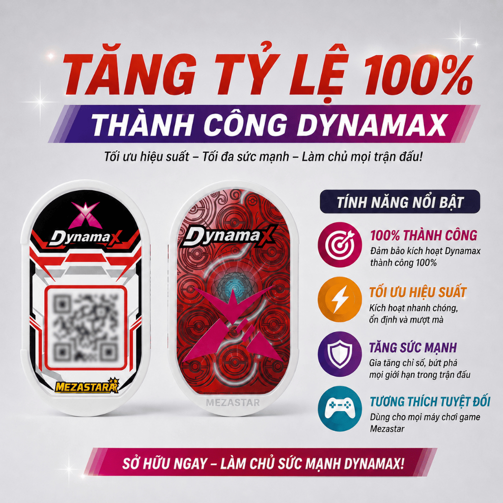 Thẻ QR 100% Dynamax Mezastar Hỗ Trợ Chiến Đấu 2 Mặt Quét Nhanh Tặng Kèm Bọc Thẻ Cao Cấp