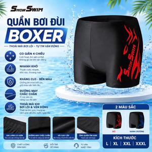 Quần Bơi Đùi Nam Boxer Snow Swim Cao Cấp | Co Giãn 4 Chiều Nhanh Khô Thoáng Khí | Size Từ 40-85kg