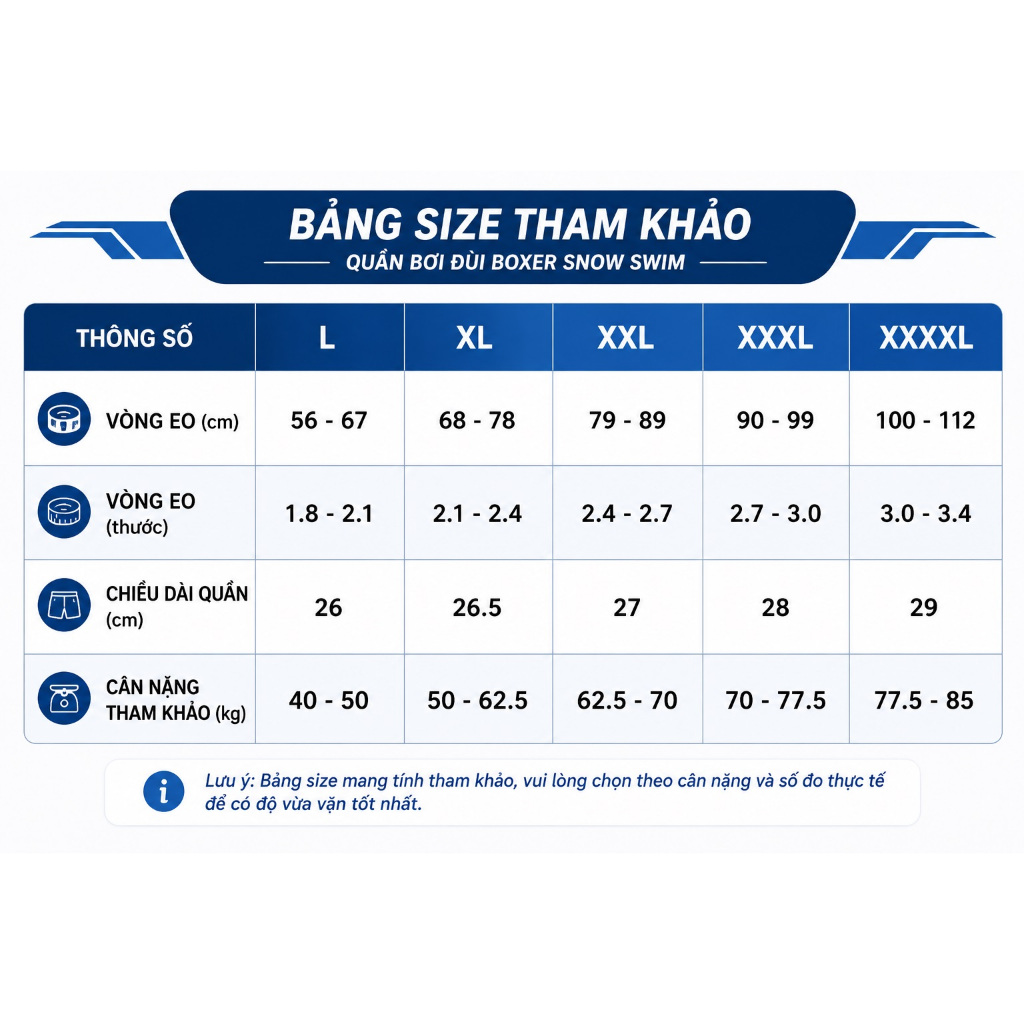 Quần Bơi Đùi Nam Boxer Snow Swim Cao Cấp | Co Giãn 4 Chiều Nhanh Khô Thoáng Khí | Size Từ 40-85kg