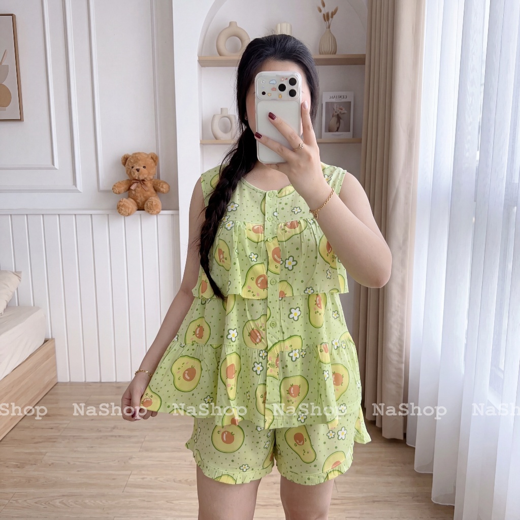 [DEAL LIVE MẪU MỚI] Set đồ bộ Quần đùi Áo bèo tầng Tay sát nách, Chất vải tole lanh mềm mịn, Đủ size 40~75kg NaShop