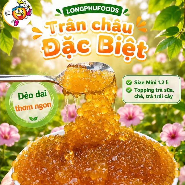 Trân Châu Hoàng Kim Mini Long Phú - Trân Châu Trứng Cá Hồi gói 1 kg - Topping Nguyên Liệu Trà Sữa, Chè.