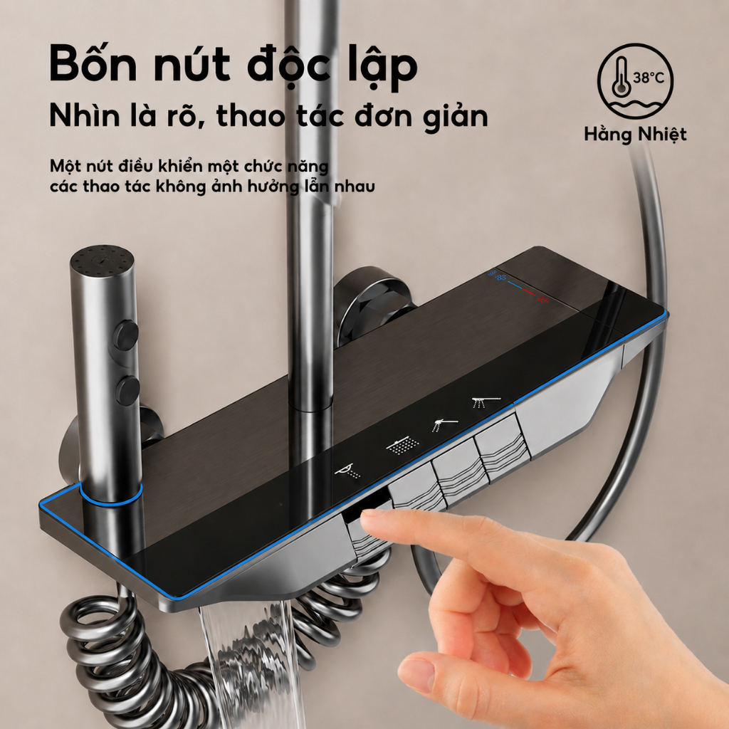 Tixx Bộ sen cây tắm đứng Vòi sen đi kèm 3 Chế Độ Xả Nước