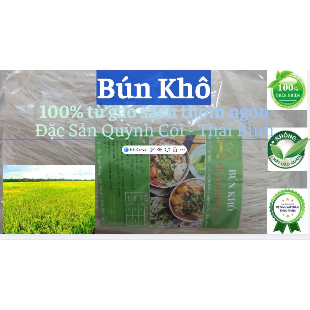 Bún khô, bún gạo, mì gạo 100% từ gạo sạch - Đặc sản Thái Bình [Loại Đặc Biệt]