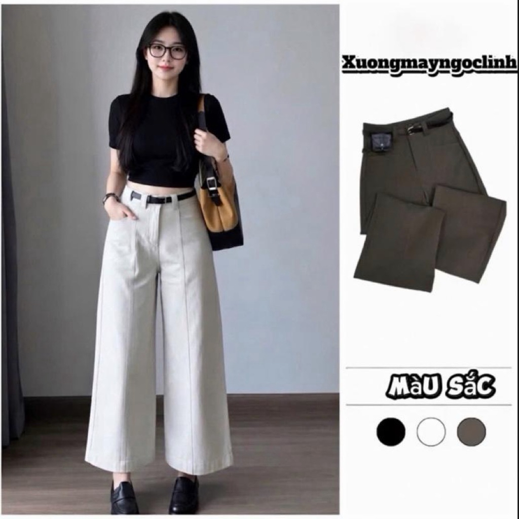 [DEAL MỚI - Không Kèm Đai] Quần Kaki Nhật Ống Suông Túi Ngang Hiện Đại Cao Cạp Lưng Cao Siêu Hot_711