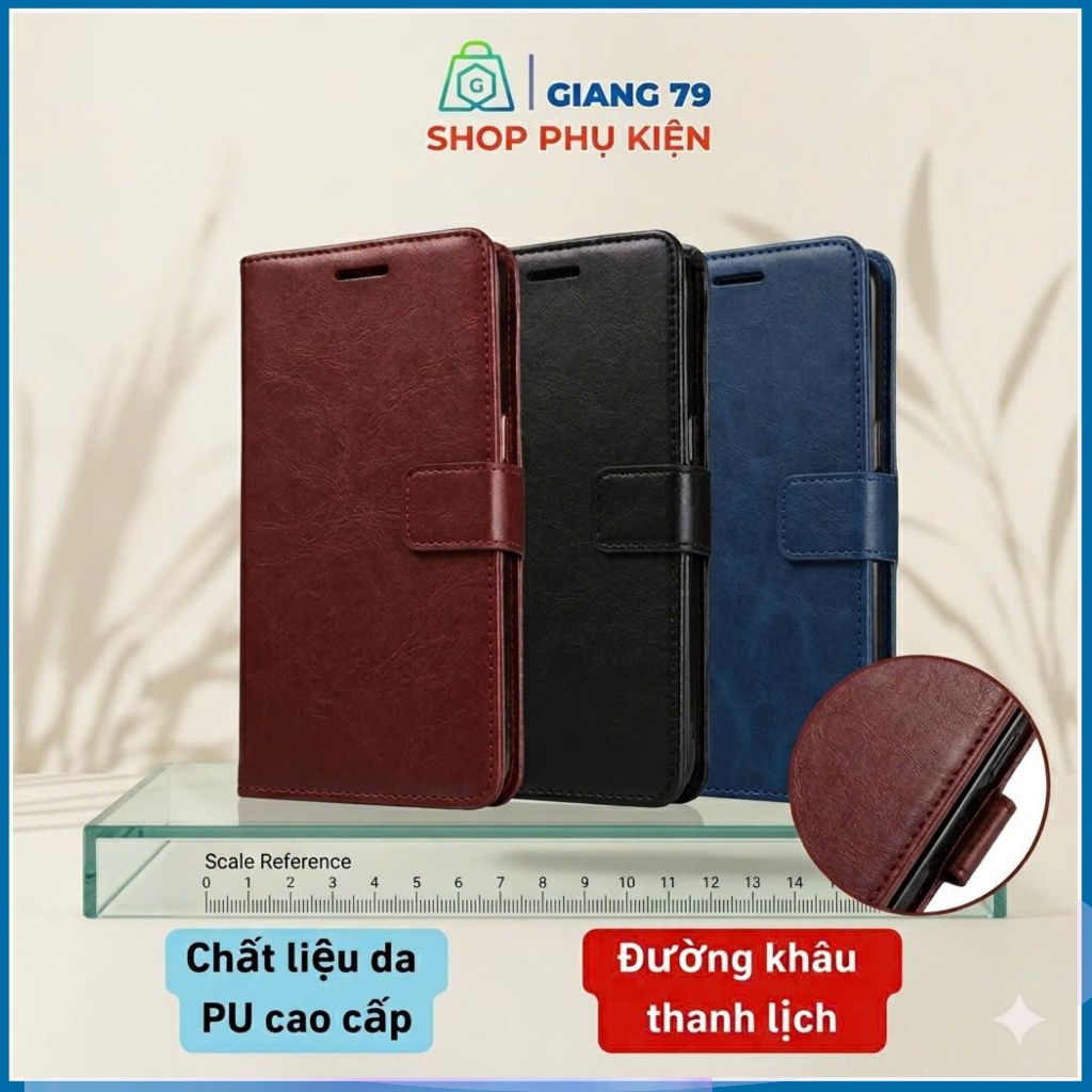 Ốp Lưng Bao Da Ví Gập OPPO 2Mặt Chất Lượng Cao A3x A3 A12 A15 A16 A60 A1K A3S A5S A52/55 A74 A78 A98