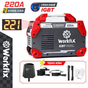 Máy Hàn Điện Tử Workfix WF-MMA220IGBT 220A – Công Nghệ IGBT Inverter, Hàn Que 1.6-4.0mm, Tặng Full Phụ Kiện