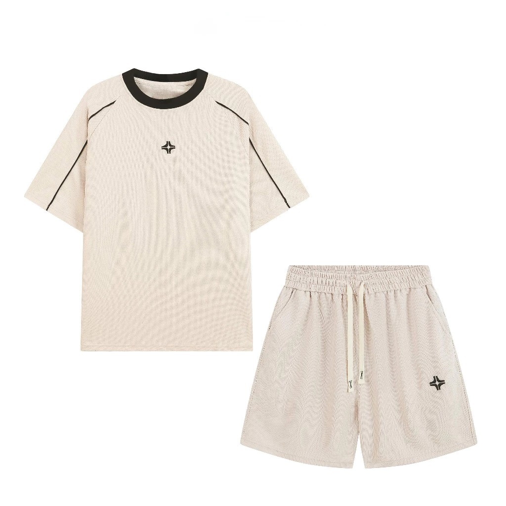 Set Đồ Tổ Ong Nam Nữ Unisex AZ FASHION Bộ Quần Áo Thun Waffle Ngắn Tay Mùa Hè Phom Rộng Thoáng Khí Bền Màu