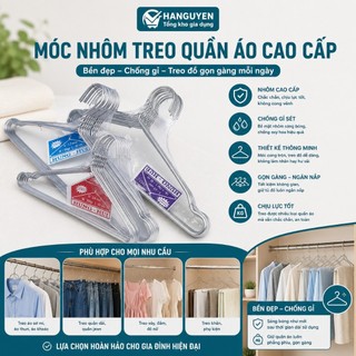 Combo 50 móc nhôm treo quần áo 300gr (L = 43cm) bền nhẹ tiện lợi dễ sử dụng