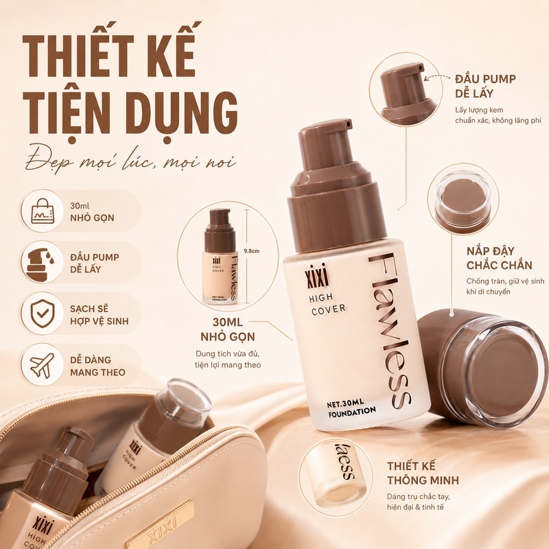 Kem Nền Che Phủ Cao XIXI Mỏng Nhẹ Tự Nhiên, Lâu Trôi 12H, Kiềm Dầu Không Mốc, Foundation Cho Mọi Loại Da D754