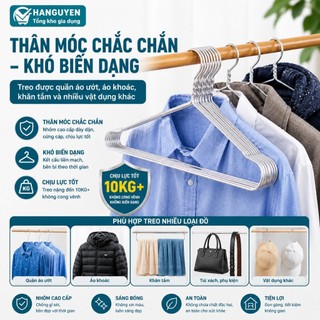 Combo 50 móc nhôm treo quần áo 300gr (L = 43cm) bền nhẹ tiện lợi dễ sử dụng