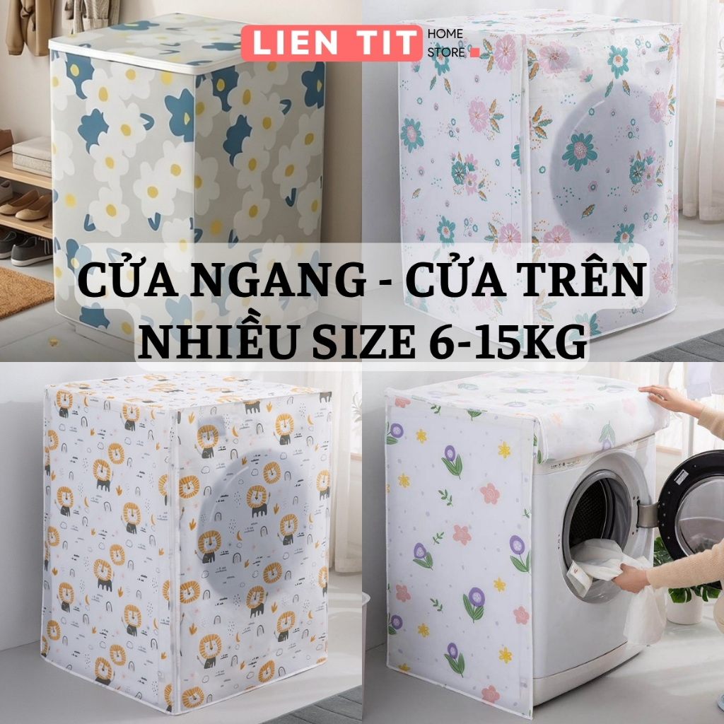 Bọc Máy Giặt Cửa Ngang Cửa Trên 7-15kg Chống Bụi Chống Nước, Áo Trùm Máy Giặt Peva Bảo Vệ Máy Giặt