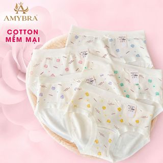 Quần Lót Nữ Cotton Mịn Viền Su Ôm Mông Mềm Mại – Quần Chip Nữ Họa Tiết Gấu Dễ Thương AMYBRA L6408