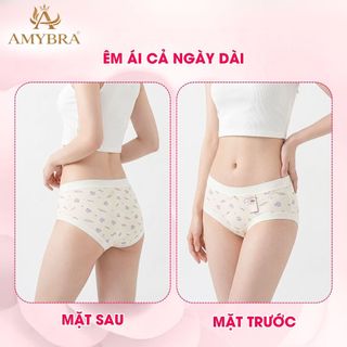 Quần Lót Nữ Cotton Mịn Viền Su Ôm Mông Mềm Mại – Quần Chip Nữ Họa Tiết Gấu Dễ Thương AMYBRA L6408