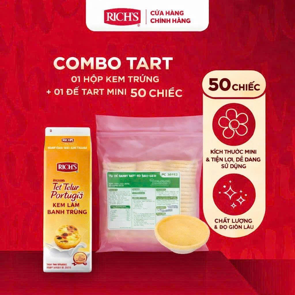 Combo bánh Tart trứng (1 Hộp kem + 1 Túi đế bánh)
