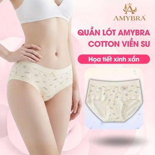 Quần Lót Nữ Cotton Mịn Viền Su Ôm Mông Mềm Mại – Quần Chip Nữ Họa Tiết Gấu Dễ Thương AMYBRA L6408