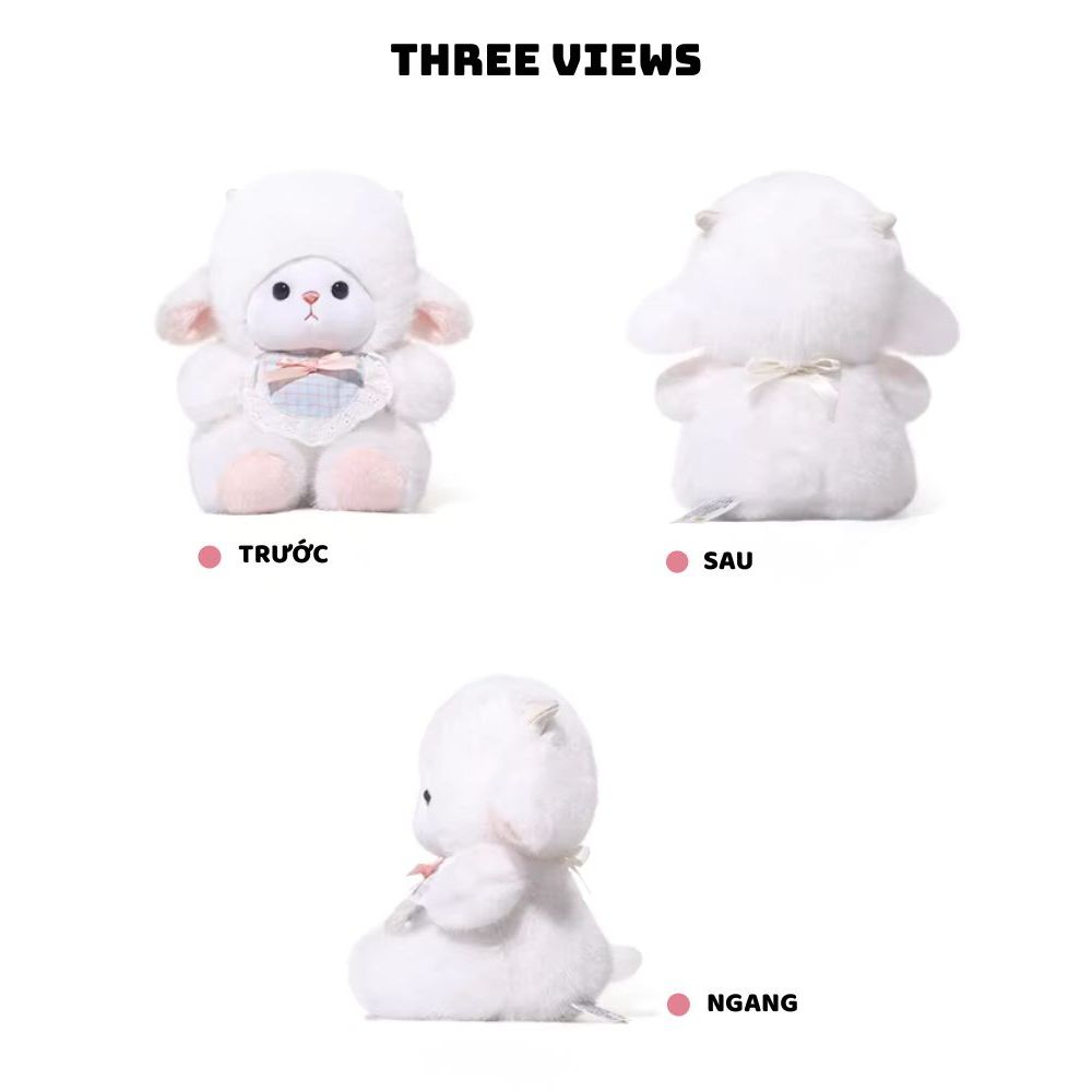 Gấu Bông Động Vật Mini Đeo Yếm Caro Dễ Thương, Thú Nhồi Bông Mèo,Cừu, Voi,Thỏ,Khỉ Size Nhỏ Mềm Mại Quà Tặng Cho Bé