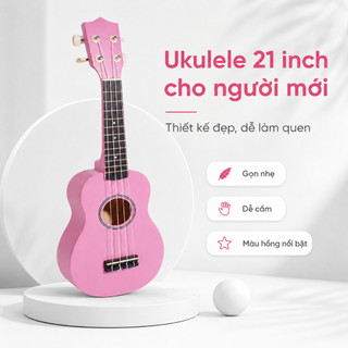 Ukulele Soprano 21 inch Gỗ Basswood 400g Cho Người Mới Học Đàn + Pick + Dây Dự Phòng