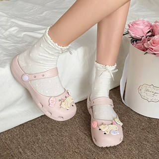Giày búp bê nữ kiểu dáng ballet đế thấp 3cm có quai hậu kèm charm Mèo cá chạy dễ thương Mita CS-285