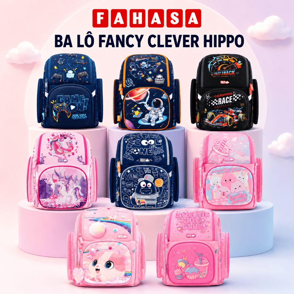 Ba Lô Chống Gù Fancy Clever Hippo Mẫu Mới 2026 - Việt Tinh Anh
