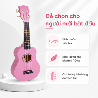 Ukulele Soprano 21 inch Gỗ Basswood 400g Cho Người Mới Học Đàn + Pick + Dây Dự Phòng