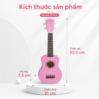 Ukulele Soprano 21 inch Gỗ Basswood 400g Cho Người Mới Học Đàn + Pick + Dây Dự Phòng