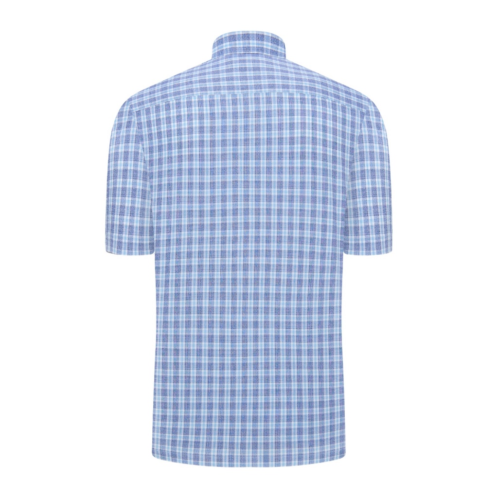 Áo sơ mi ngắn tay vạt ngang VIETTIEN SMART CASUAL vải Hoa hồng form REGULAR VT00000668