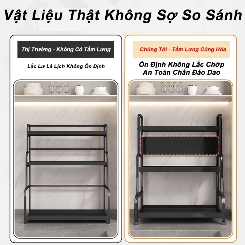 Kệ Gia Vị Nhà Bếp 2-3 Tầng, Giá Úp Dao Thớt Chai Dầu Sơn Tĩnh Điện Chắc Chắn, Tiết Kiệm Không Gian