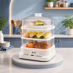 Nồi Hấp Điện Cao Cấp Đa Chức Năng 3 Tầng Inox,Tủ Hấp Công Suất Lớn BH 12 Tháng, Có Hẹn Giờ U21
