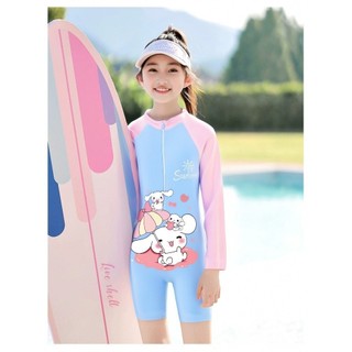 Đồ bơi mới mùa hè cho bé gái – Tay ngắn & tay dài, vải polyester chống nắng, phù hợp hồ bơi và nhiều nơi khác.